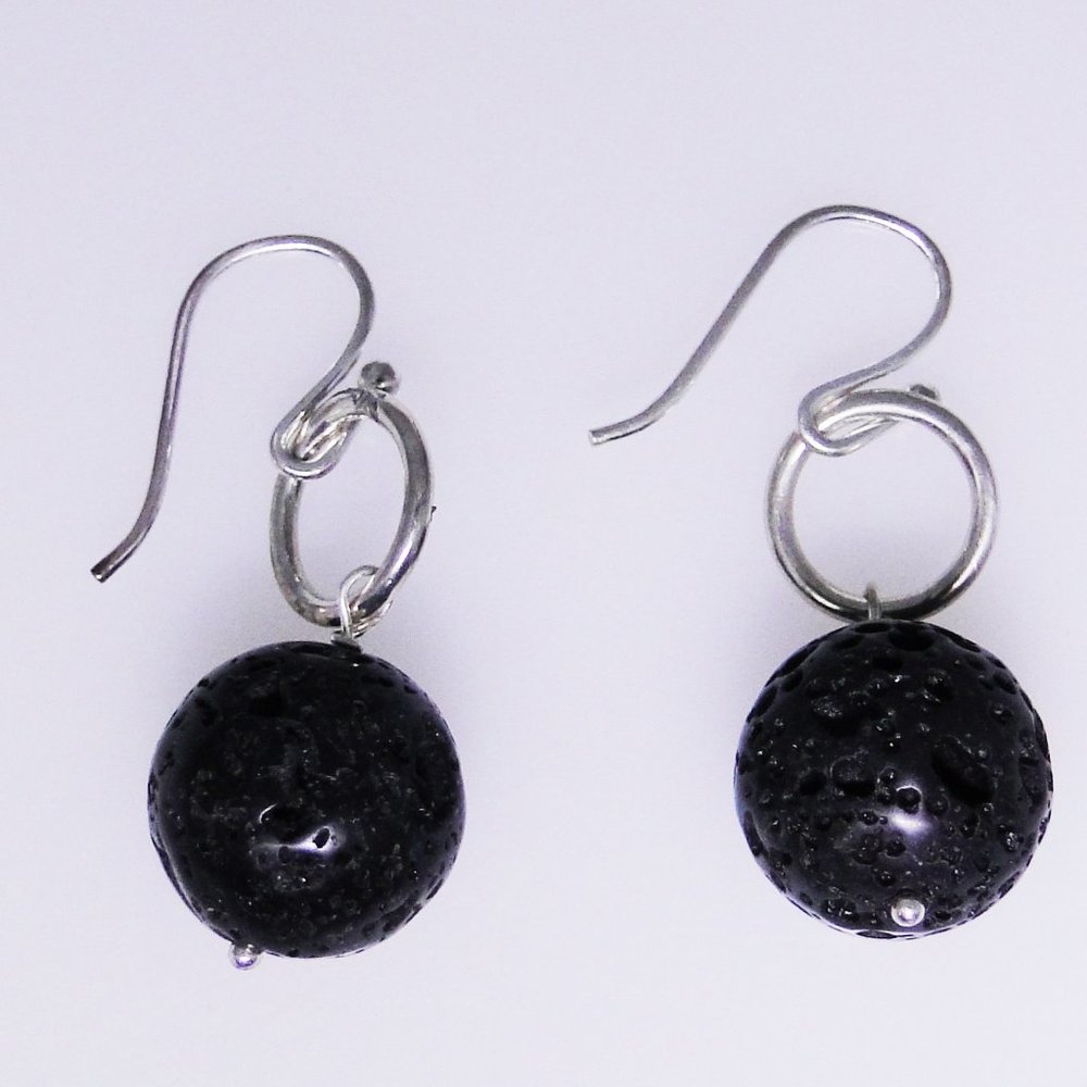Sterling Lava Stone earrings, NWOT, unusual